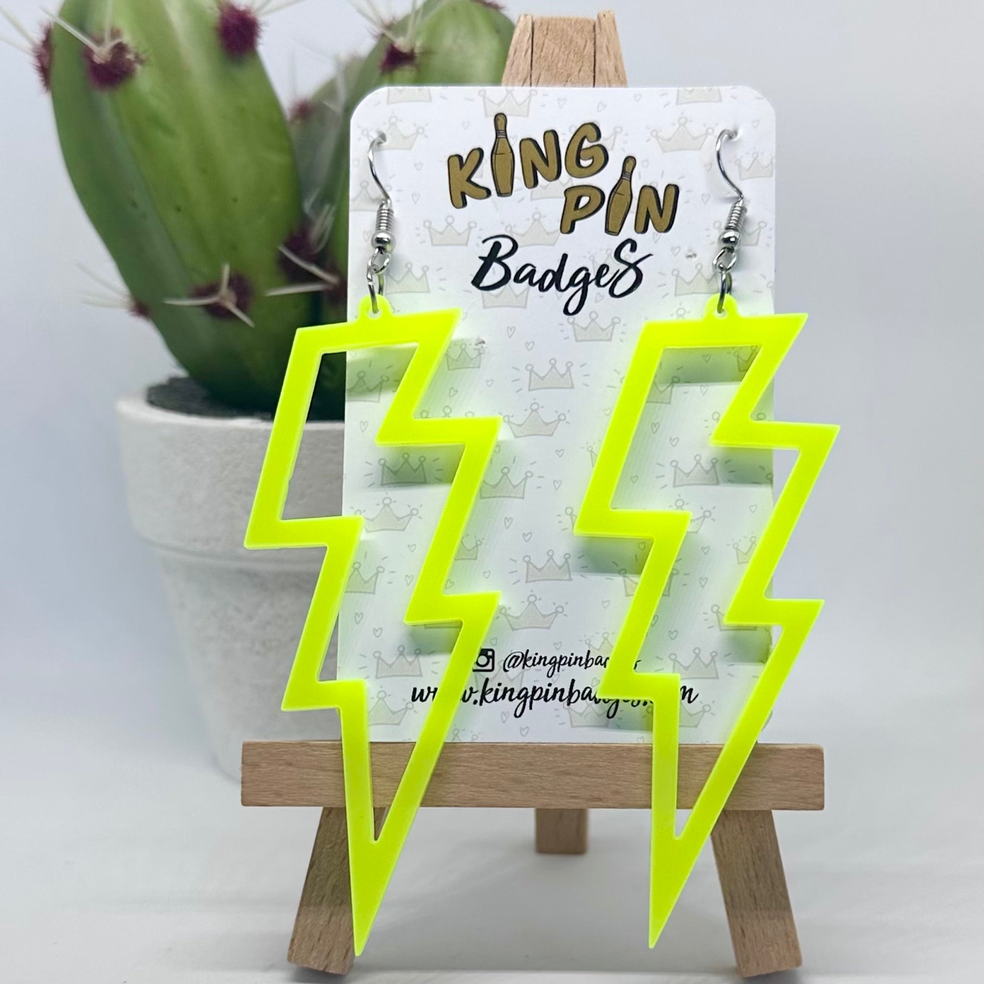 Neon Yellow Lightning Bolt Earrings