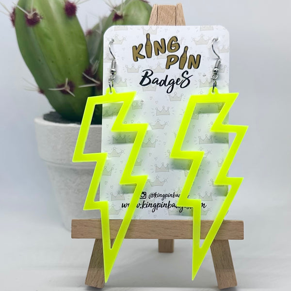 Neon Yellow Lightning Bolt Earrings