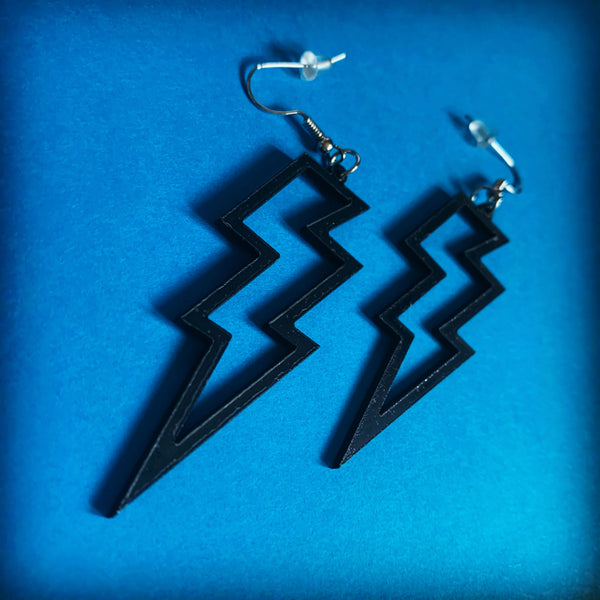 Black Lightning Bolt Earrings