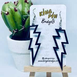 Black Lightning Bolt Earrings