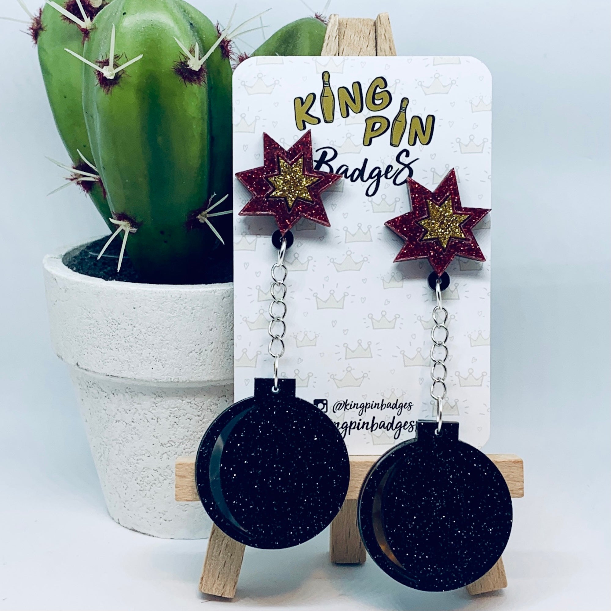 Black Glitter Bomb Earrings