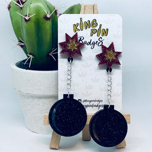 Black Glitter Bomb Earrings