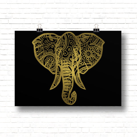 ELEPHANT Mandala Gold Foil Print