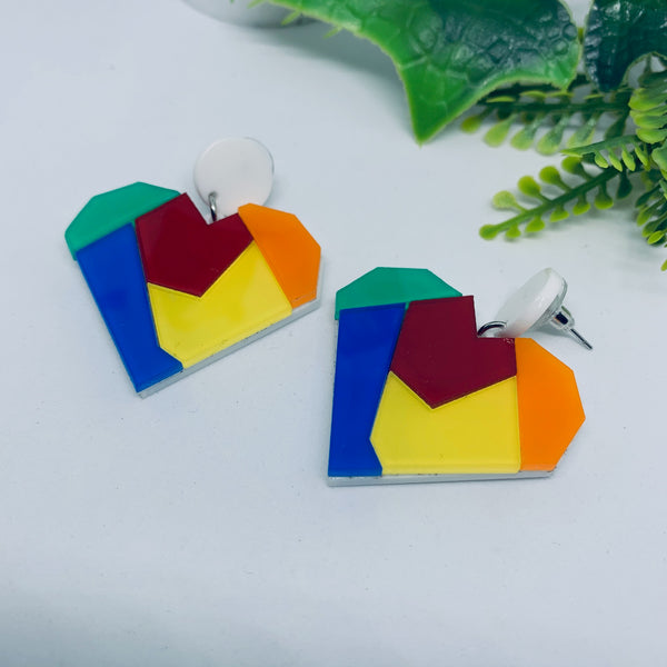 Geometric Heart Earrings