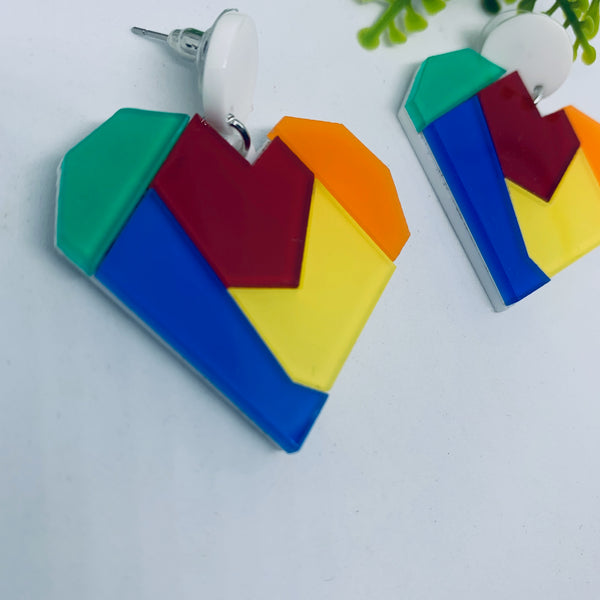 Geometric Heart Earrings