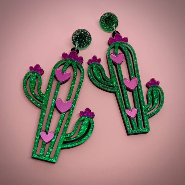 Glitter Cactus Earrings