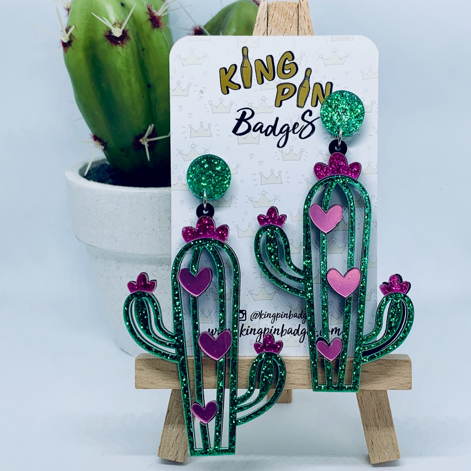 Glitter Cactus Earrings