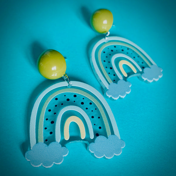 Green Rainbow Earrings