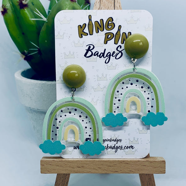 Green Rainbow Earrings