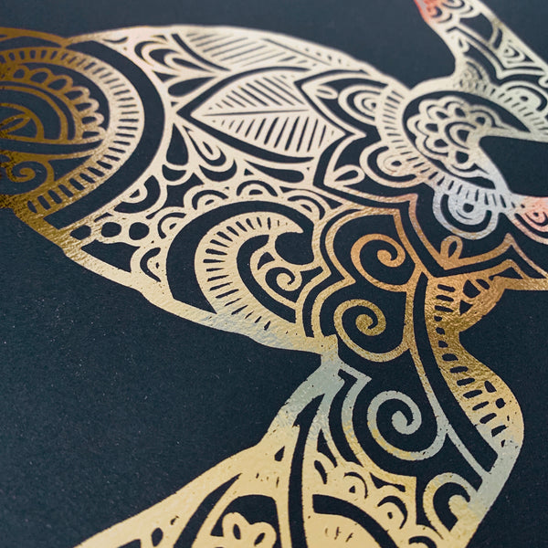 TURTLE Mandala Gold Foil Print