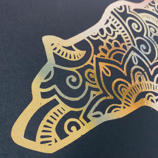 BEAR Mandala Gold Foil Print