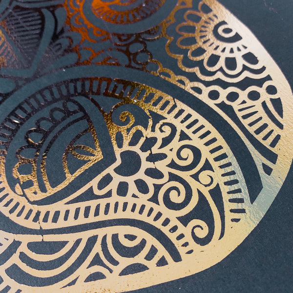 BEAR Mandala Gold Foil Print