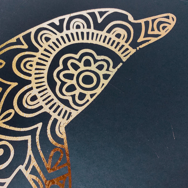 DOLPHIN Mandala Gold Foil Print