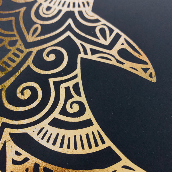 DOLPHIN Mandala Gold Foil Print