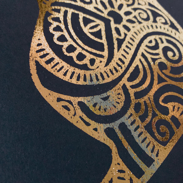 CAT Mandala Gold Foil Print