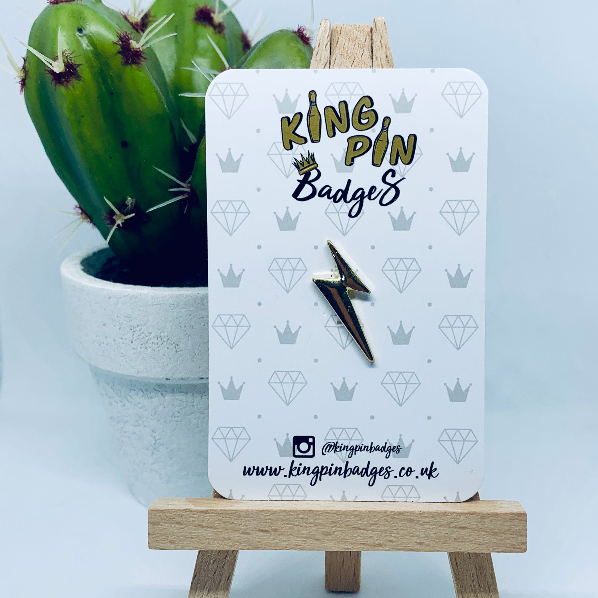 GOLD LIGHTNING BOLT Enamel Pin Badge