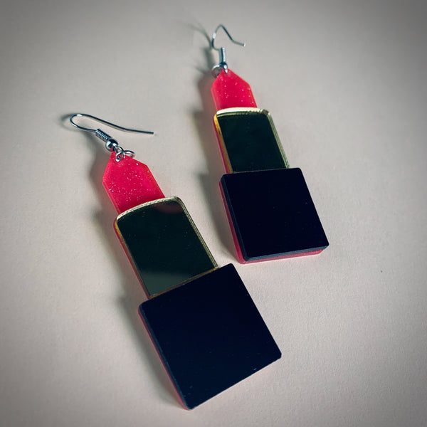 Pink Lipstick Earrings