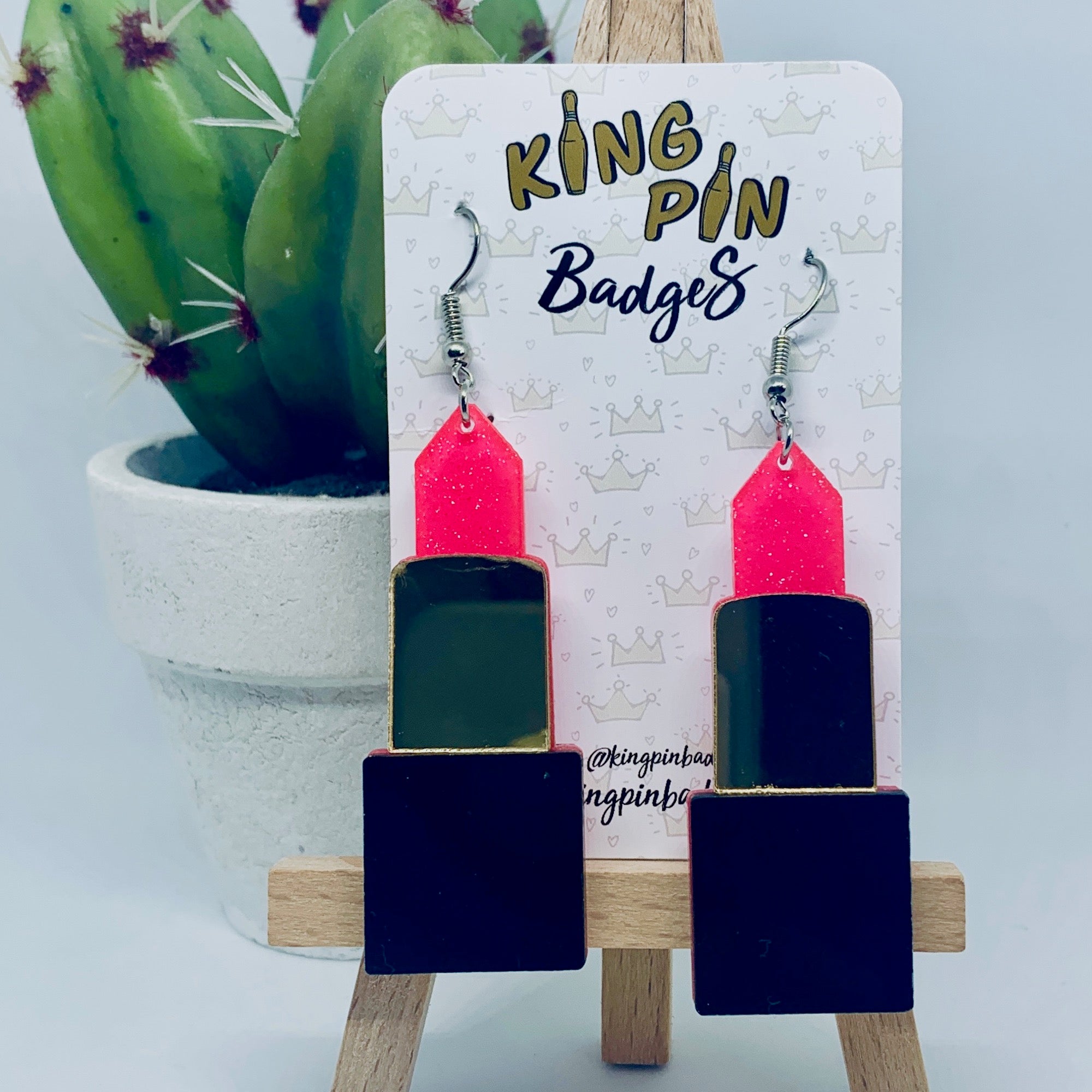 Pink Lipstick Earrings
