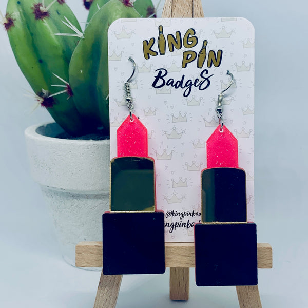 Pink Lipstick Earrings
