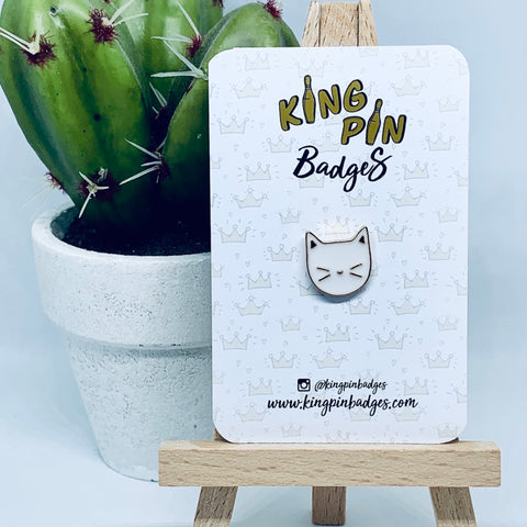 MINI WHITE CAT Enamel Pin Badge