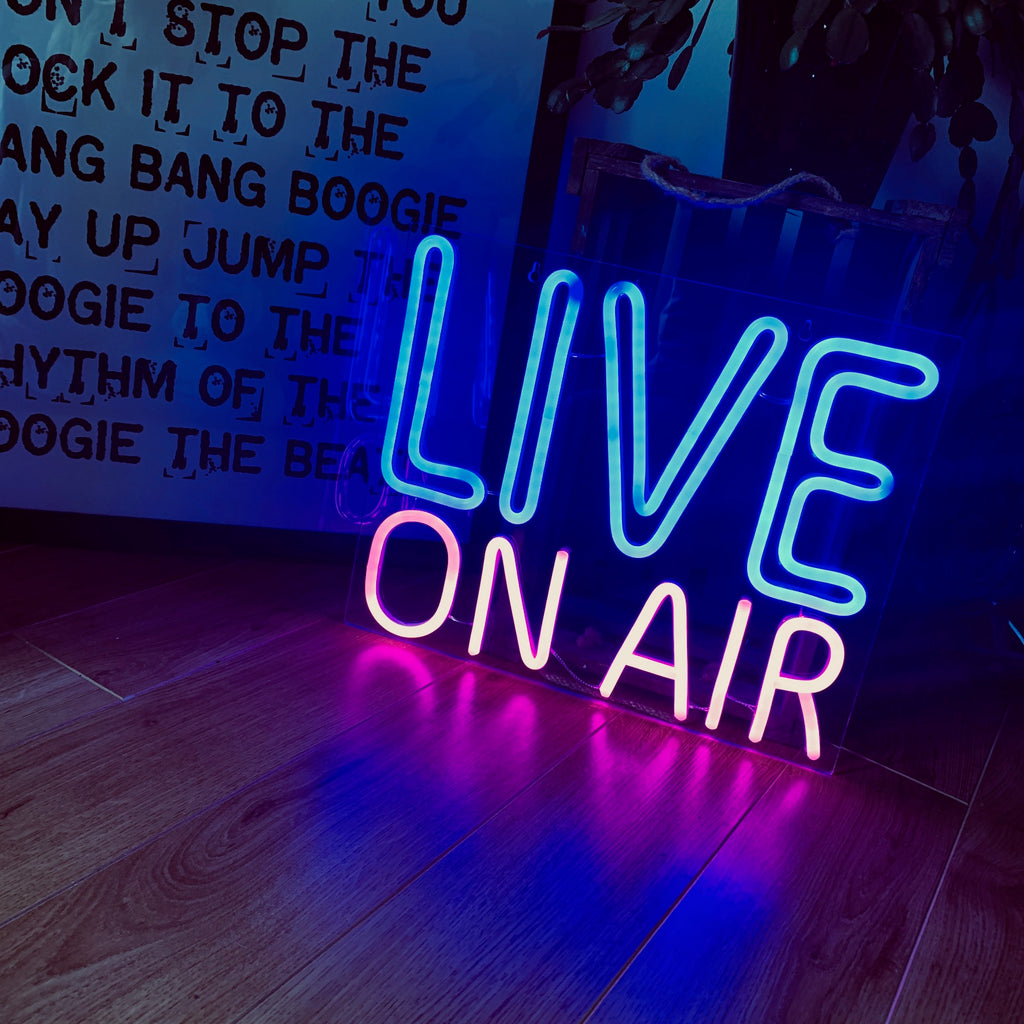 HEQUSIGNS Live On Air Neon Signs, Live On Air LED Light Neon Sign