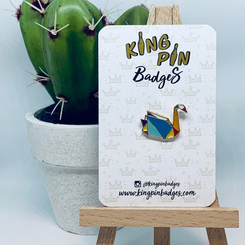 ORIGAMI SWAN Enamel Pin Badge