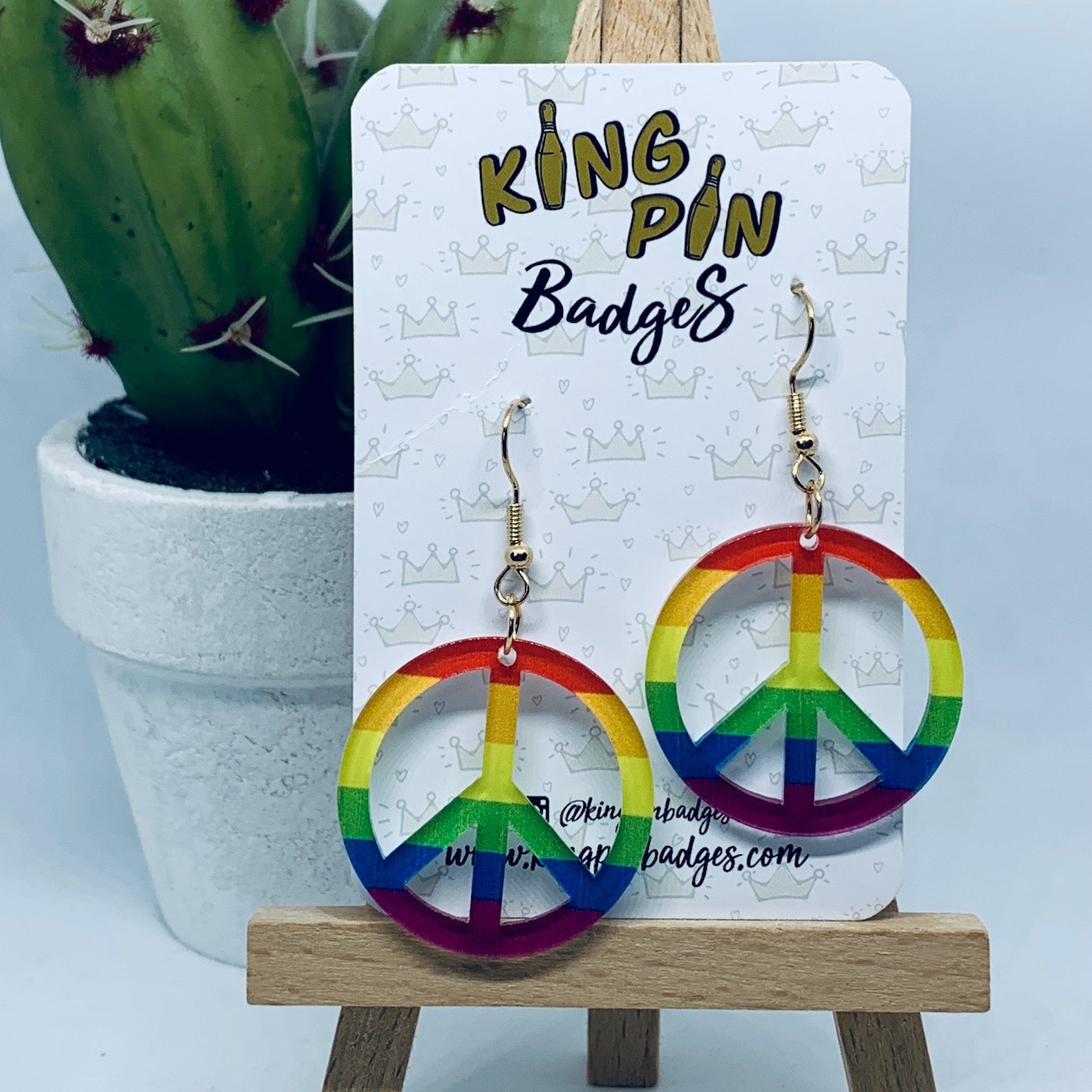 Rainbow Peace Sign Earrings