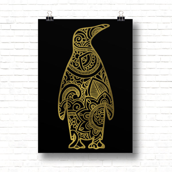 PENGUIN Mandala Gold Foil Print