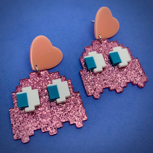 Pinky Pac-Man Earrings
