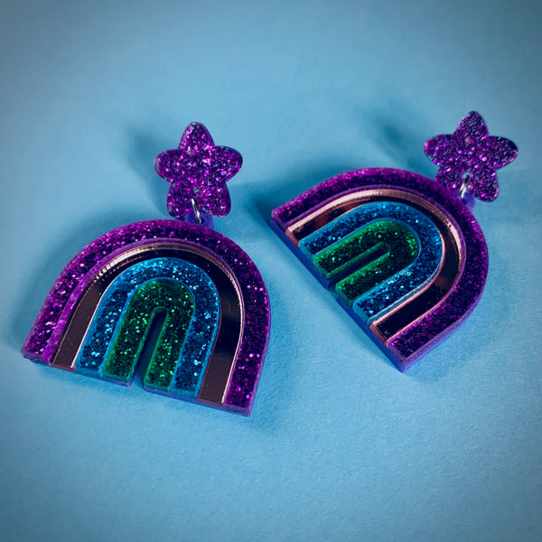 Purple Rainbow Earrings