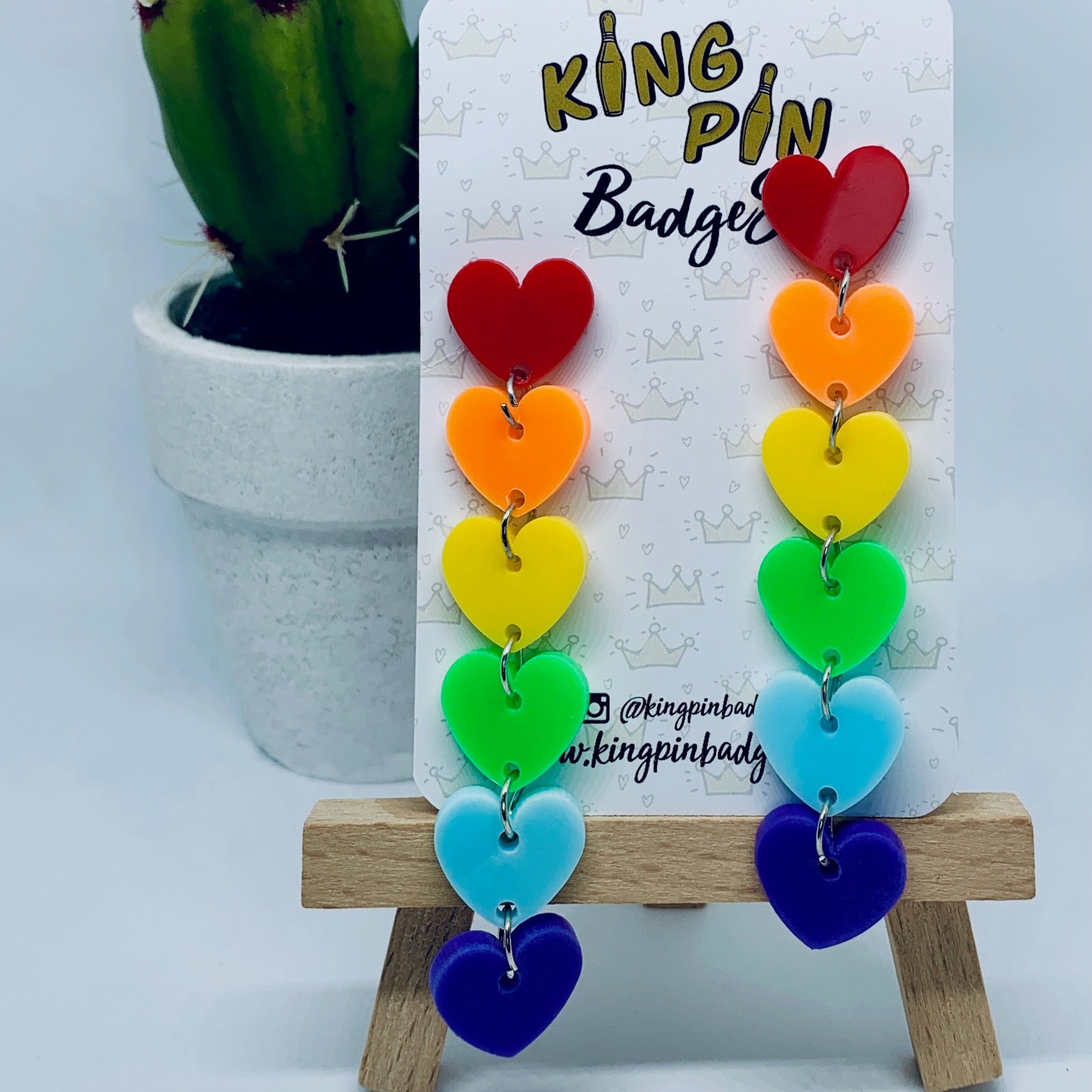 Rainbow Heart Drop Earrings