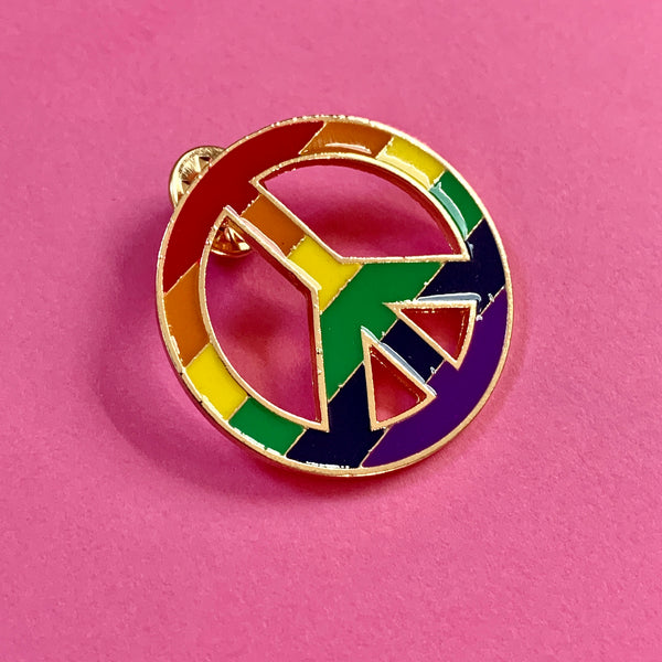 RAINBOW PEACE SIGN Enamel Pin Badge