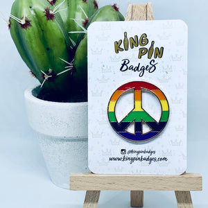 RAINBOW PEACE SIGN Enamel Pin Badge