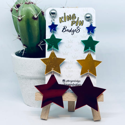 Rainbow Star Drop Bolt Earrings