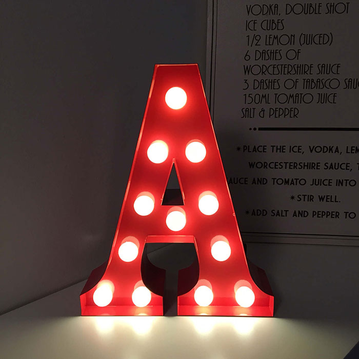 Metal A LED Letter Light