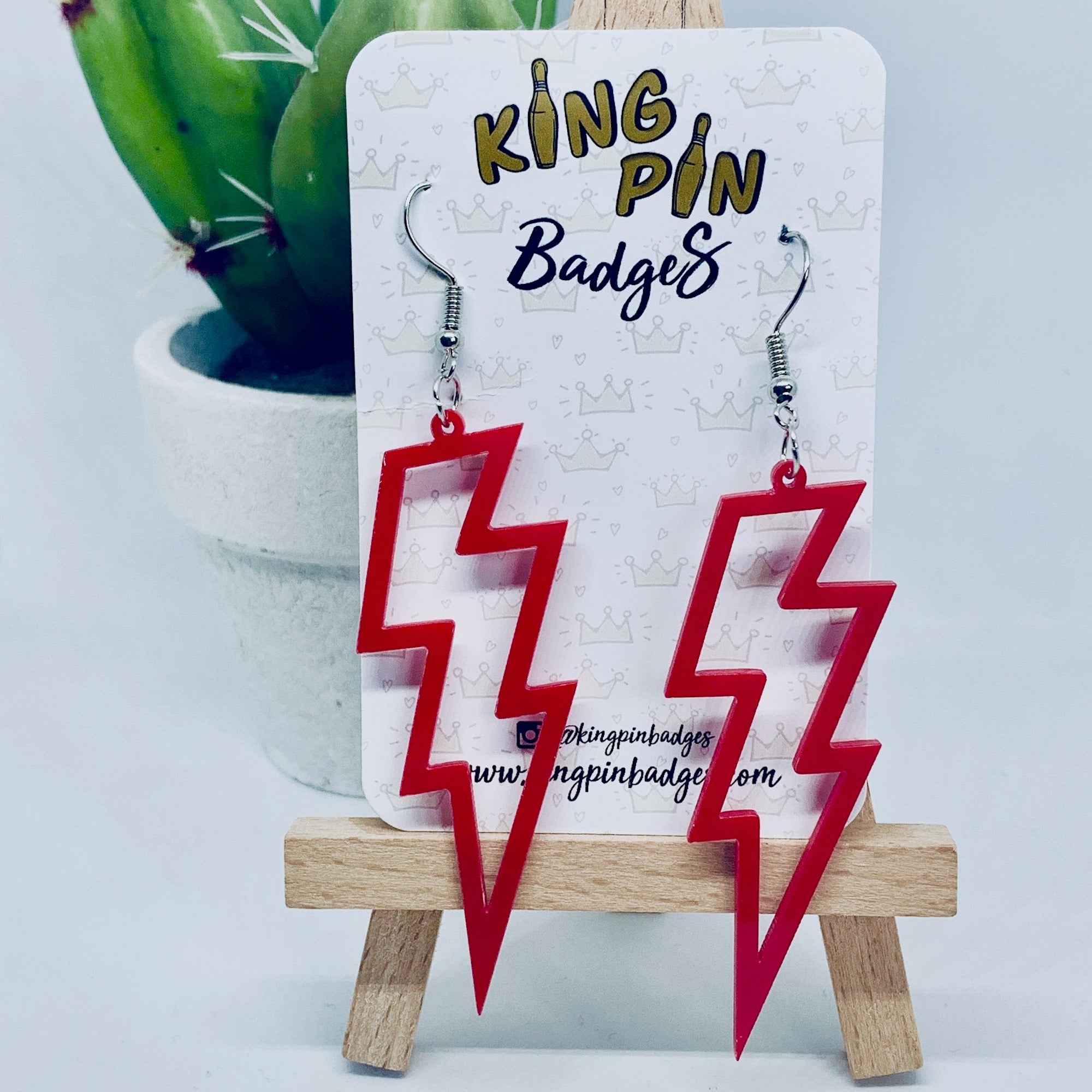 Red Lightning Bolt Earrings
