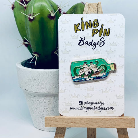 SHIP IN A BOTTLE Enamel Pin Badge