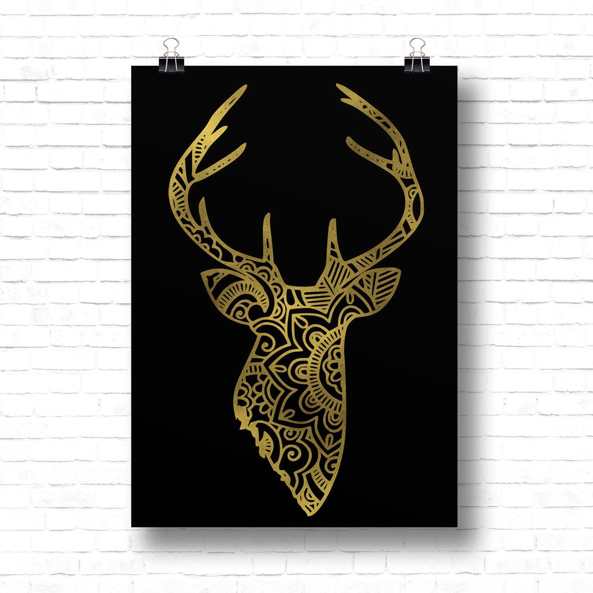 STAG Mandala Gold Foil Print