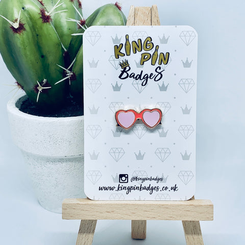 HEART SUNGLASSES Enamel Pin Badge