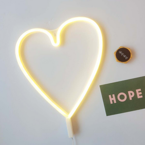 WHITE HEART Acrylic Neon LED Light