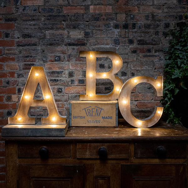 Wood & Metal XL Rustic LED Letter Lights