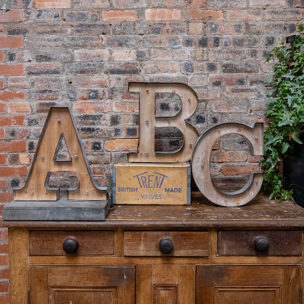 Wood & Metal XL Rustic LED Letter Lights