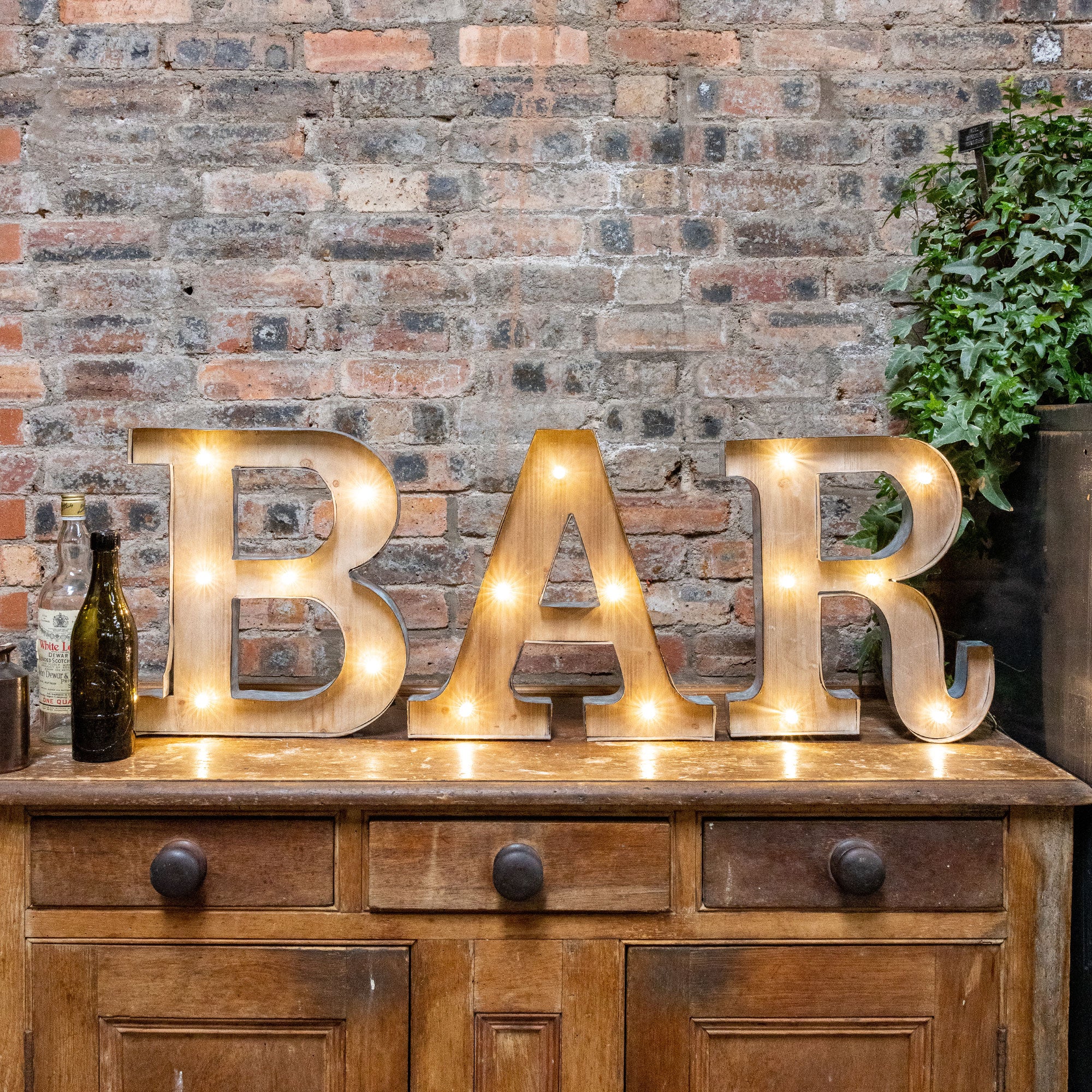 BAR - Set of 4 XL Rustic LED Letter Lights