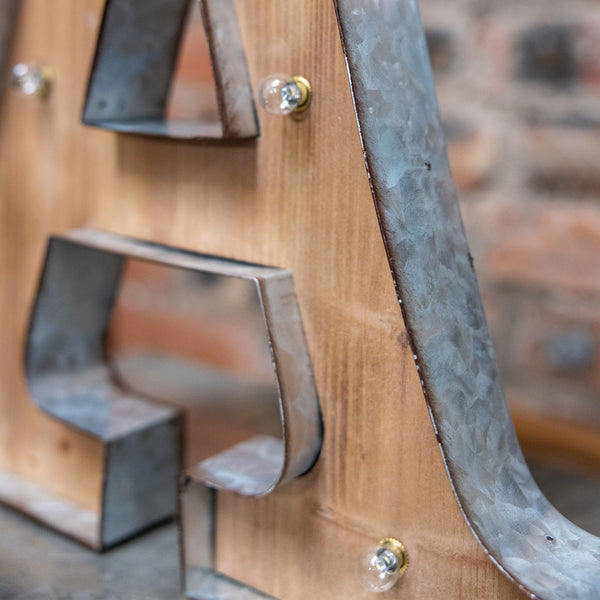 Wood & Metal XL Rustic LED Letter Lights