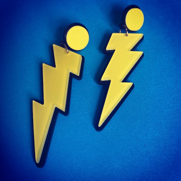 Yellow Lightning Bolt Earrings