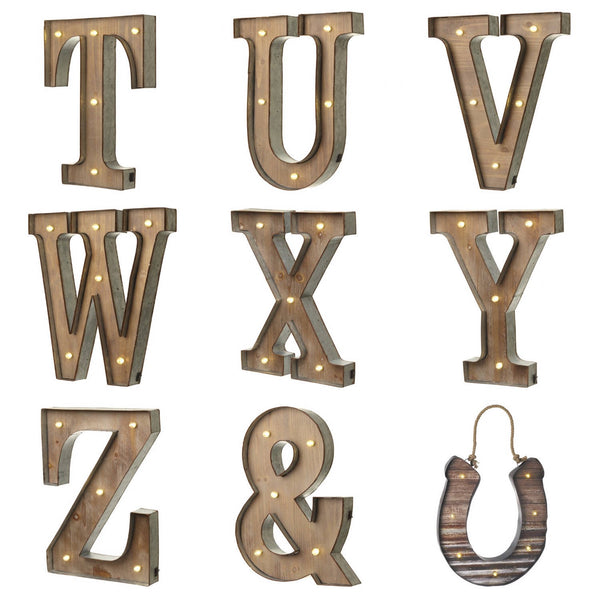 Wood & Metal XL Rustic LED Letter Lights