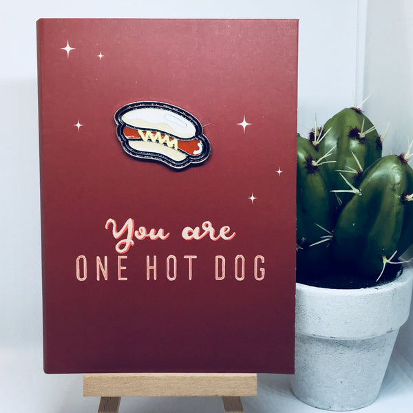 'You Are One Hot Dog' Blank Card & Pin Set