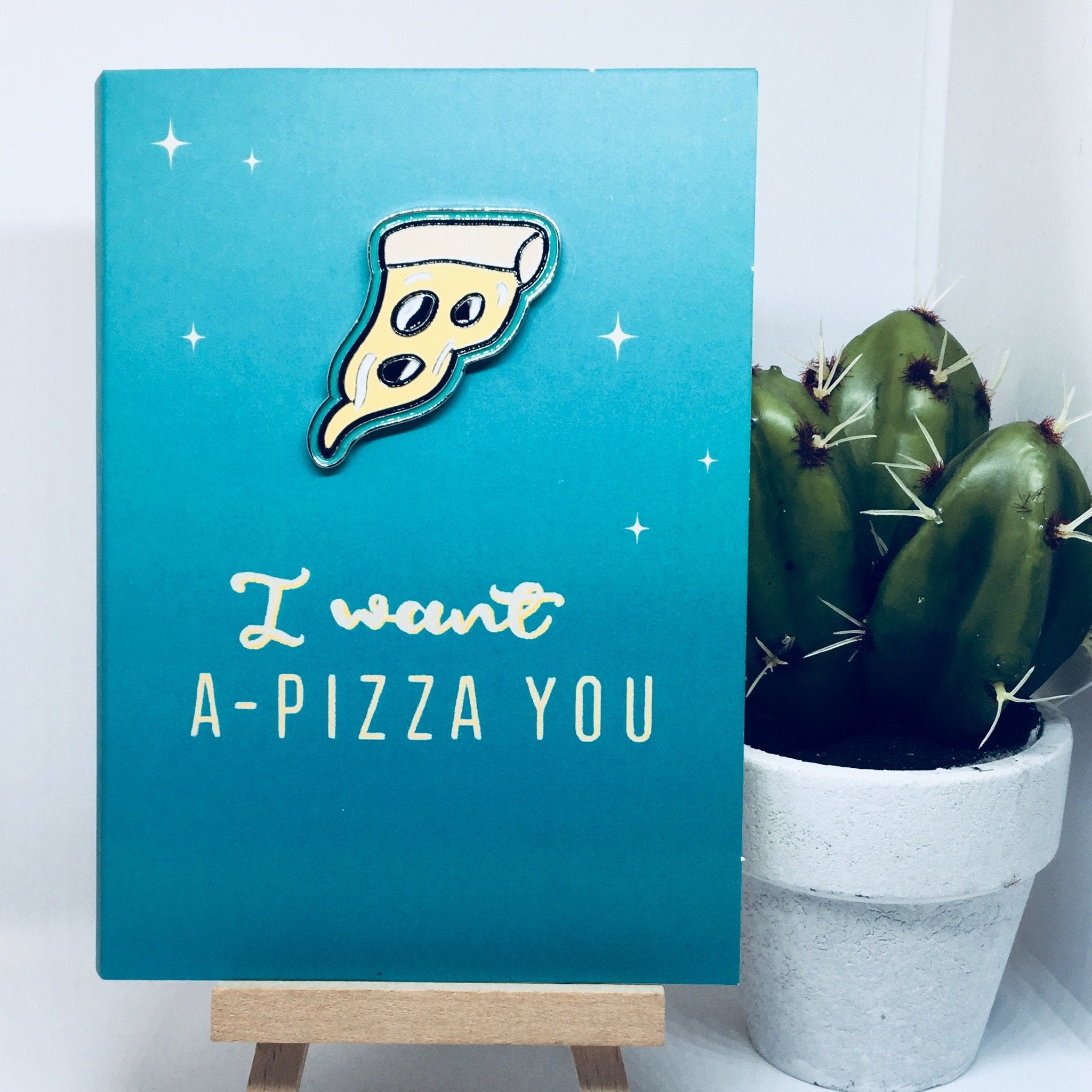 'I Want A Pizza You' Blank Card & Pin Set