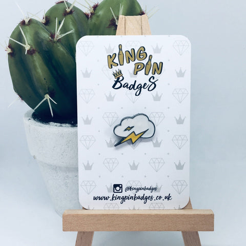 CLOUD LIGHTNING BOLT Enamel Pin Badge