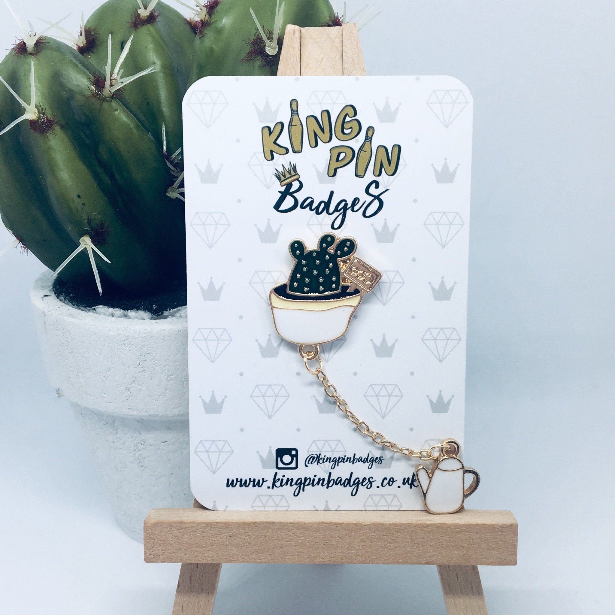 CACTUS & WATERING CAN Enamel Pin Badge